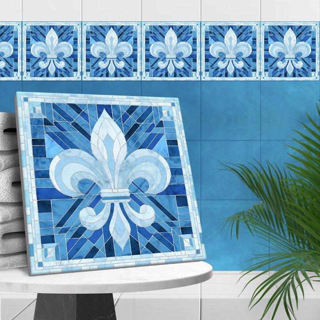 Fleur-de-lis - Blue Marble mosaic art Tile (Creator Uploaded)