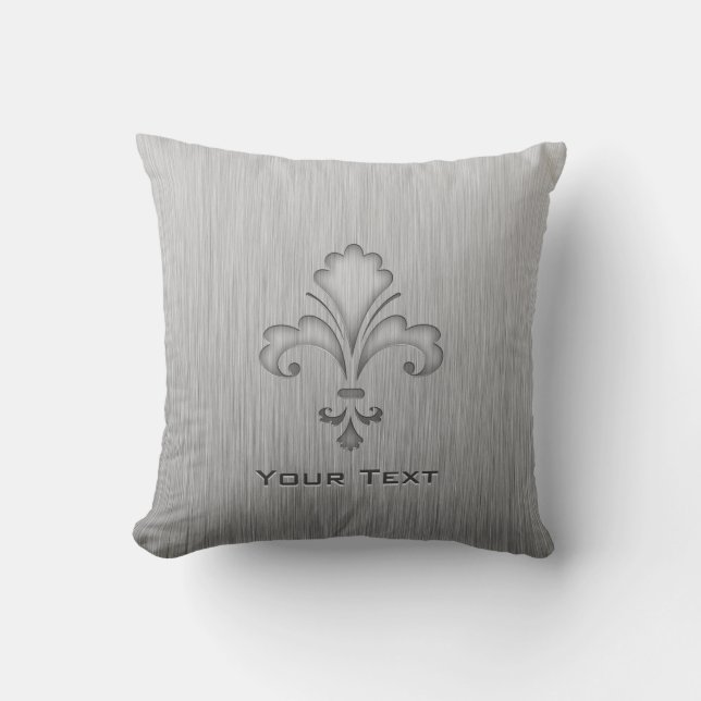 Fleur de lis; Brushed metal-look Cushion (Front)