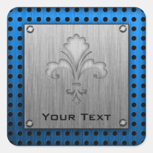Fleur de lis; Brushed metal-look Square Sticker