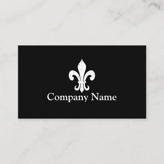 Fleur de lis business card template | Black (Front)