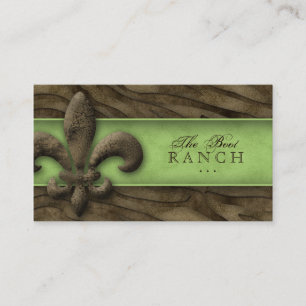 Fleur de Lis Business Card Zebra Vintage Lime