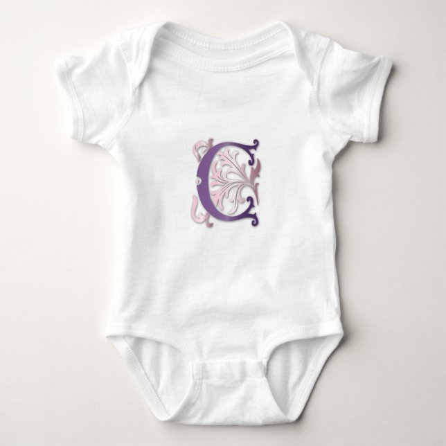 Fleur-de-lis C Monogram Baby Bodysuit (Front)