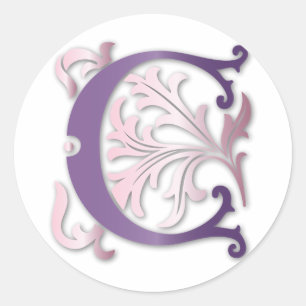 Fleur-de-lis C Monogram Classic Round Sticker