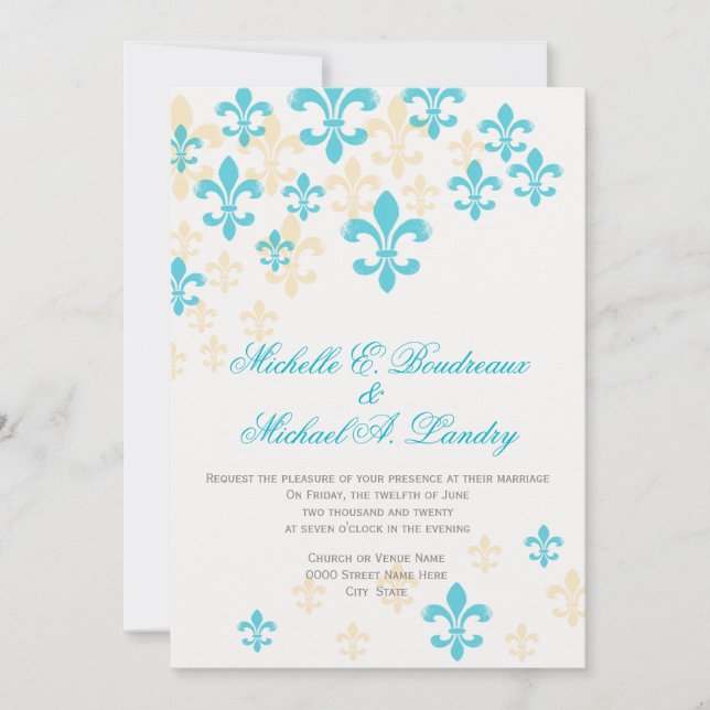 Fleur de Lis Cascade Informal Wedding 2 Invitation (Front)