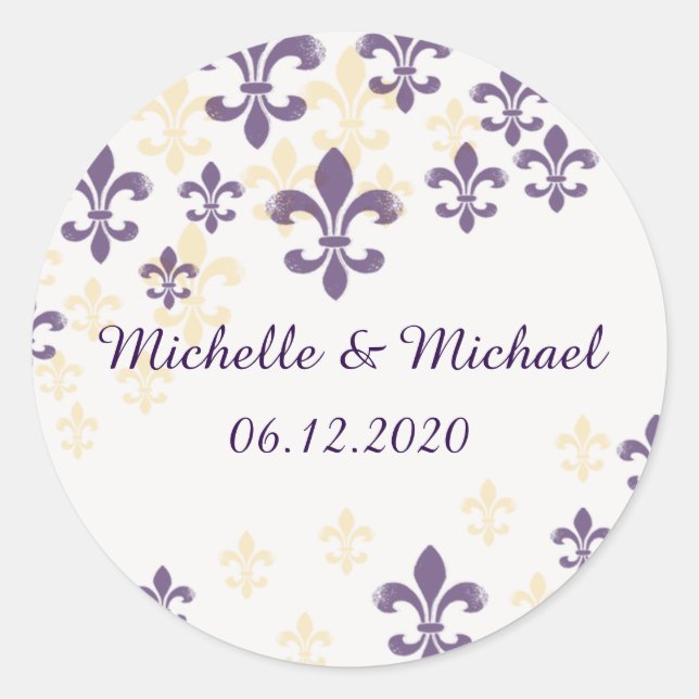 Fleur de Lis Cascade Round Stickers (Front)