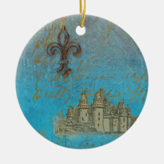 Fleur de lis Castle Christmas Ornament
