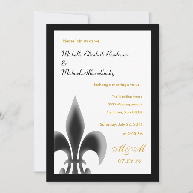 Fleur de Lis Casual Wedding Invitation (Front)