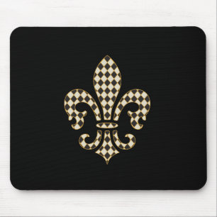 Fleur de Lis Chequered Pattern Mouse Pad