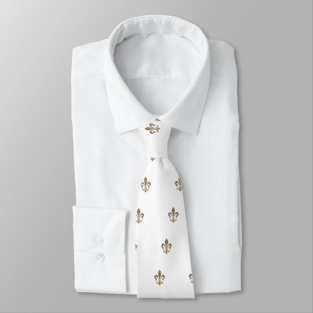 Fleur de Lis Chequered Pattern Tie (Tied)