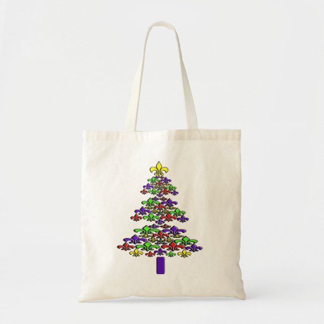 Fleur de Lis Christmas Tree Tote Bag (Front)