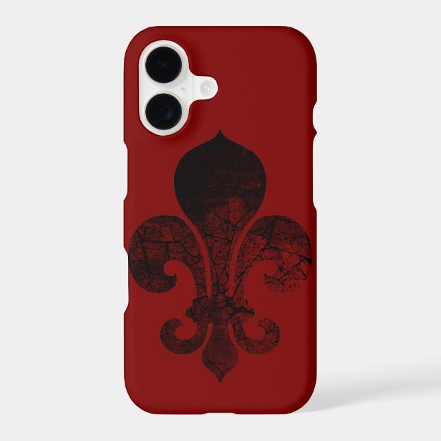 Fleur De Lis Cracked Red iPhone 14 Case (Back)