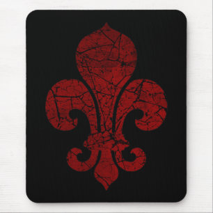 fleur-de-lis-cracked_red mouse pad