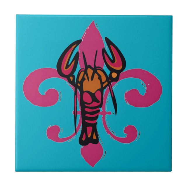 Fleur De Lis Crawfish Tile (Front)