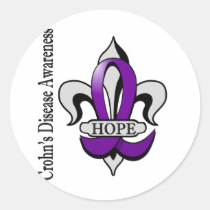 Fleur De Lis Crohn's Disease Hope Classic Round Sticker
