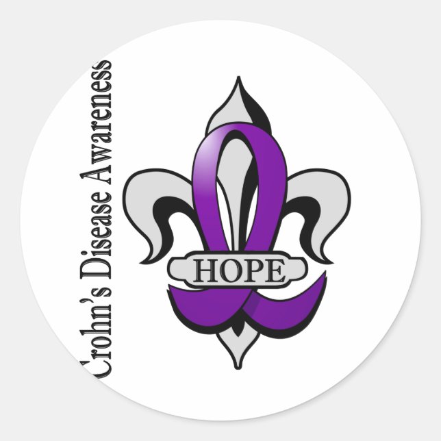 Fleur De Lis Crohn's Disease Hope Classic Round Sticker (Front)