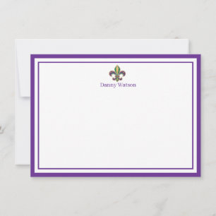 Fleur De Lis Custom Name Note Card