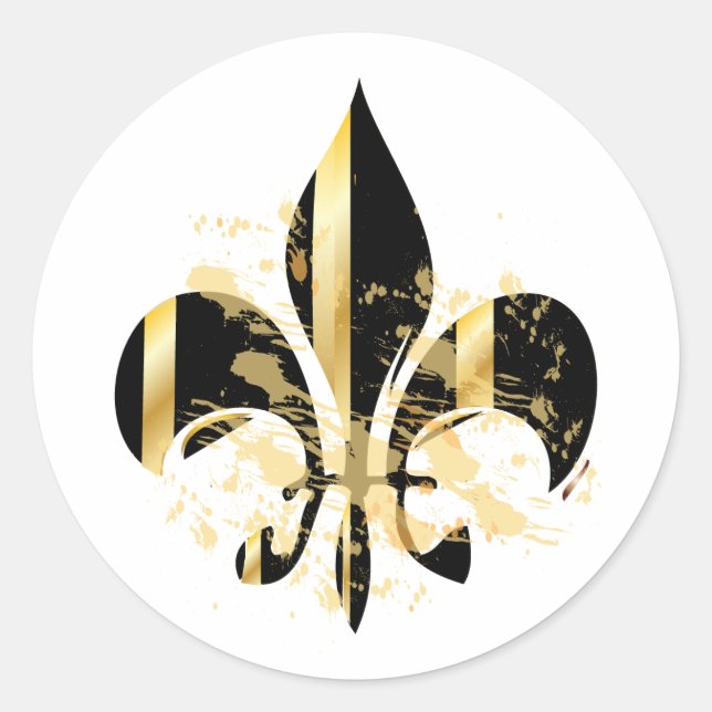 Fleur de Lis, customisable text Classic Round Sticker (Front)
