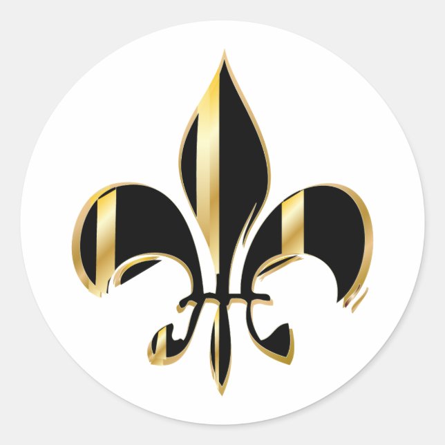 Fleur de Lis, DIY background+text Classic Round Sticker (Front)