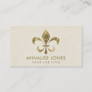 Fleur-de-lis  - Dot Art Golden Gradient Business Card
