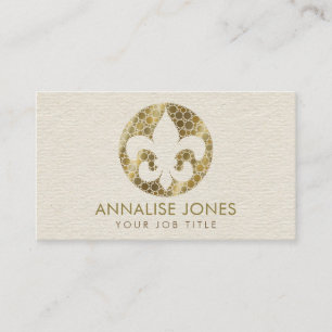 Fleur-de-lis  - Dot Art Golden Gradient Business Card