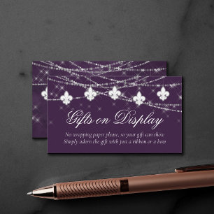 Fleur de Lis Eggplant Lights Gifts on Display Enclosure Card