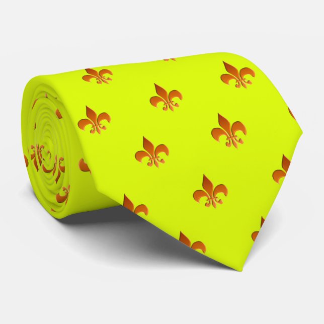 Fleur de lis/electric green Tie (Rolled)