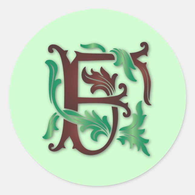 Fleur-de-lis F Monogram Classic Round Sticker (Front)