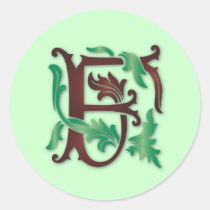 Fleur-de-lis F Monogram Classic Round Sticker
