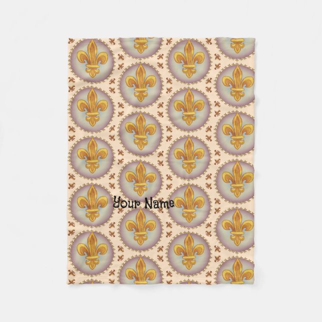 Fleur De Lis Family Crest Surname Fleece Blanket (Front)