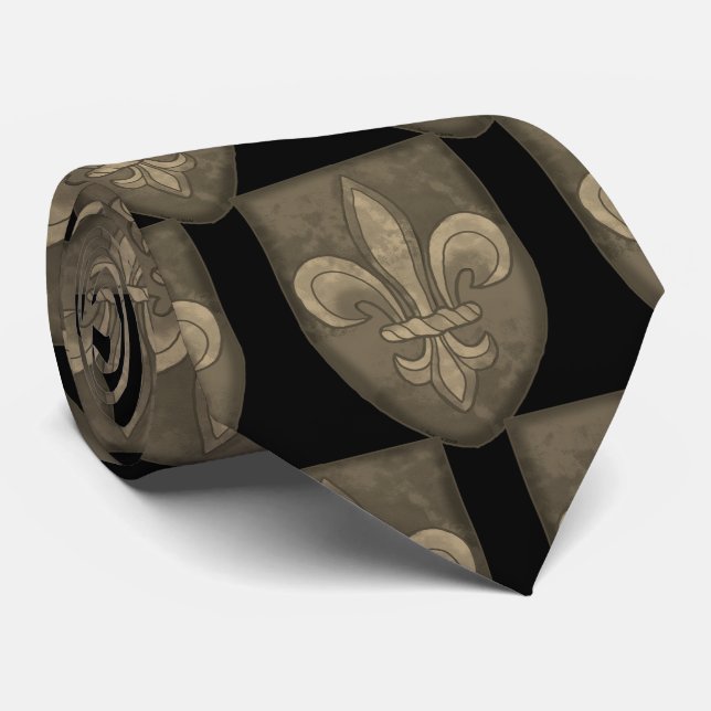 Fleur De Lis Family Crest  Tie (Rolled)