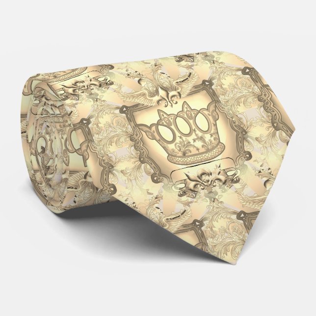 Fleur De Lis Family Crest  Tie (Rolled)