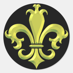 Fleur De LIs Fancy Gold New Orleans Classic Round Sticker