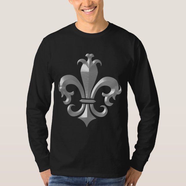 Fleur De LIs Fancy Silver Bevel Saints Classic T-Shirt (Front)