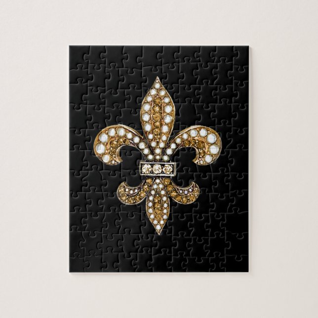 Fleur De Lis Flor  New Orleans Customise Gold Jigsaw Puzzle (Vertical)