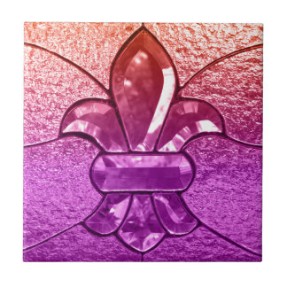Fleur De Lis Flor  New Orleans Jewel Glass Tile