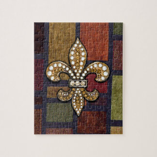 Fleur De Lis Flor New Orleans Jewel Sparkle Patch Jigsaw Puzzle