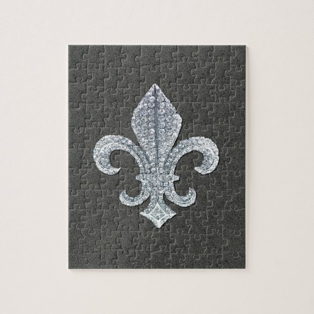 Fleur De Lis Flor  New Orleans Stone Jewel Jigsaw Puzzle (Vertical)