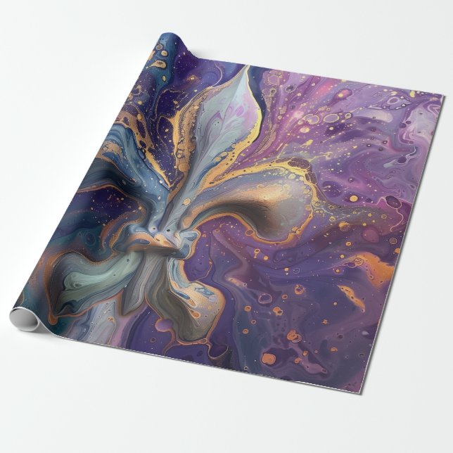 Fleur De Lis Fluid Pour Wrapping Paper (Unrolled)