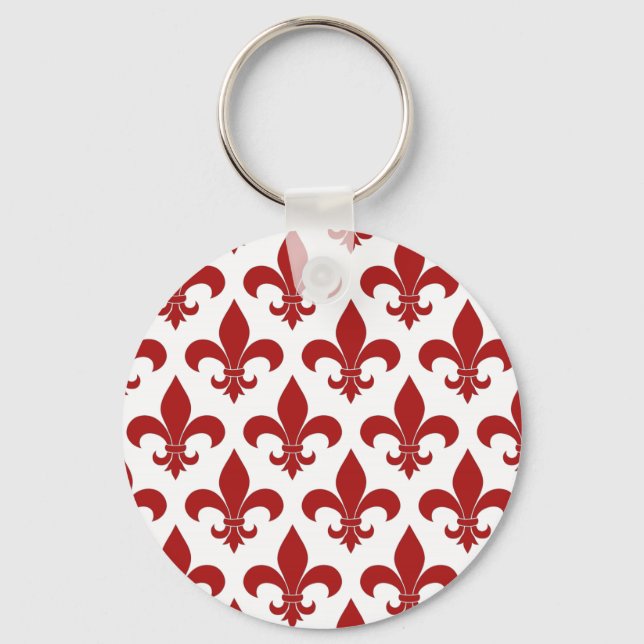 Fleur de lis French Red Symbolic Key Ring (Front)