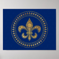 Fleur-de-lis - Gold and Royal Blue