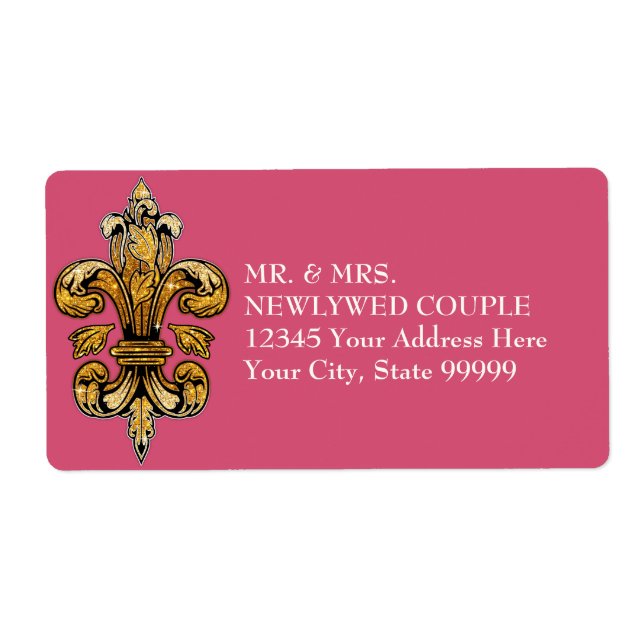 Fleur de Lis Gold Black Formal Elegant Hot Pink (Front)