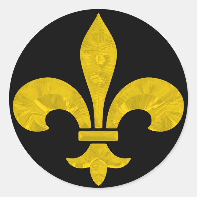 Fleur De Lis Gold Leaf Cut Classic Round Sticker (Front)