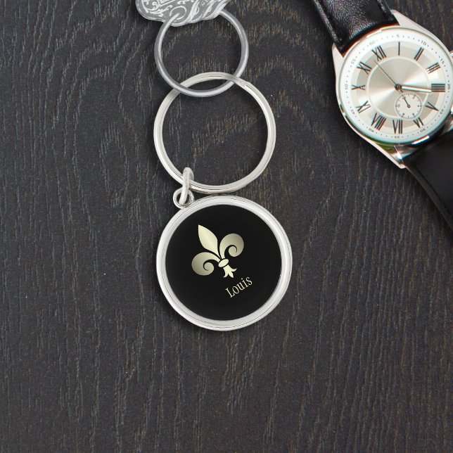Fleur de Lis Gold Monogram Key Ring (Fleur de Lis Gold Monogram Keychain)