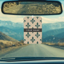 Fleur de Lis, Green on Beige, Royal, Your Name