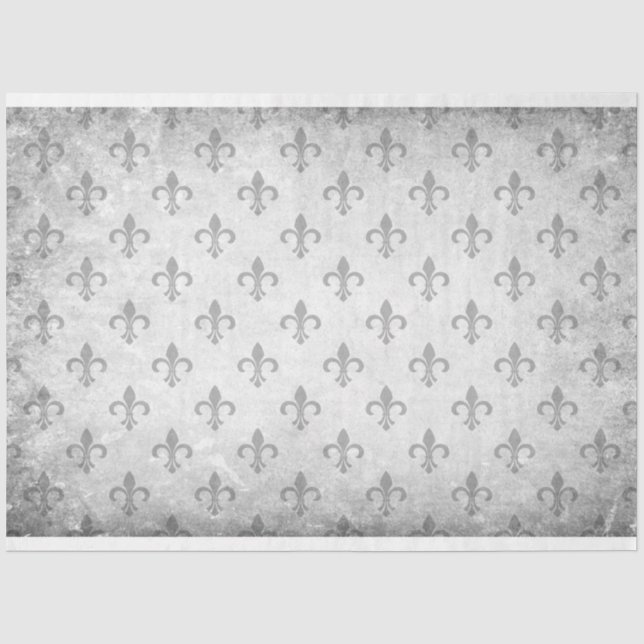 Fleur De Lis Grey Decoupage Paper (Front)