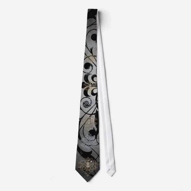 Fleur De Lis Grey Fencing Sword Tie (Front)