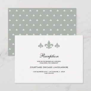 Fleur-de-lis Grey White Reception Card
