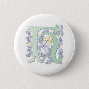 Fleur-de-lis H Monogram 6 Cm Round Badge
