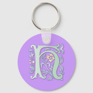 Fleur-de-lis H Monogram Key Ring