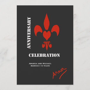 Fleur de Lis Heart Amour Anniversary Invites